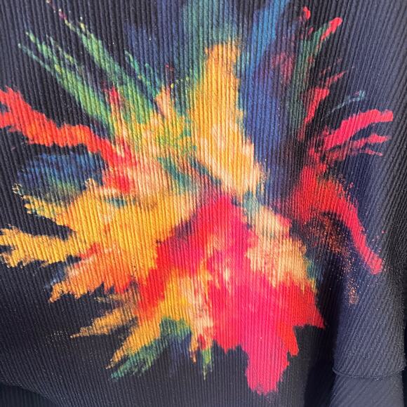 Feratelli Blouse M Women’s Too Black Paint Splatter Graphic Lagenlook Abstract - Picture 7 of 10